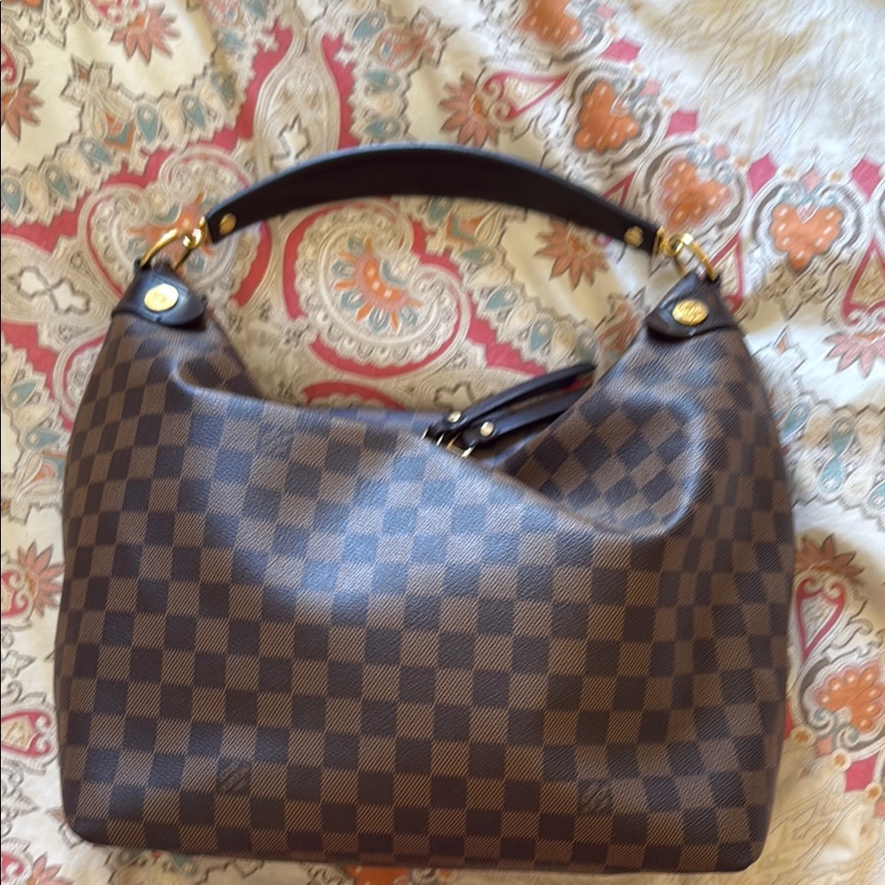 Louis Vuitton Brown Duomo MM monogram Hobo Bag with Damier Ebene Pattern